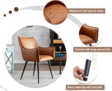 Wahson Fauteuil Salon Chaise en PU Cuir Chaise Salle à Manger avec Pieds en Métal Chaise pour Salon/Chambre/Bureau (Marron)