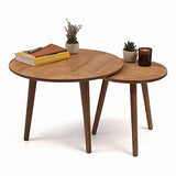 Gozos Oviedo Table Basse Gigognes, Lot de 2 | Table d'appoint Bout de Canapé Élégante en Bois de Hêtre Massif | Table Basse Idéal pour la Décoration de Style Boho | Tabouret à Fleurs | Ø 40 + 60 cm