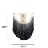 Tapisserie Murale Macramé Tenture Murale Tapisserie en Macramé Tapisserie Tissée Bohème en Coton pour Décoration de Maison Dortoir D'Appartement - 45*55cm (noir)