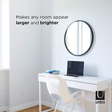 Umbra Hub Miroir Mural Rond Avec Cadre En Caoutchouc Pour Salon, Salle De Bain, Chambre, Entrée et Bien Plus Encore, Noir, 61cm 1008243-040