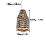 WHKOSK Lustre en Bambou De Style Pastoral Japonais Naturel Bicolore Abat-Jour Creux Semi-Ouvert Suspension Tissée À La Main Adaptée Aux Bars, Salons Et Cafés