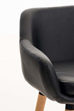 CLP Tabouret de Bar Grant Similicuir - Chaise Haute de Bar Confortable Design Scandinave - Tabouret de Bar Industriel avec Dossier et Accoudoir - Couleur: Noir