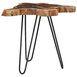 vidaXL Table Basse Table d'Appoint Table de Salon Bout de Canapé Maison Intérieur Salle de Séjour 70x45 cm Polyrésine Bois de Teck Massif