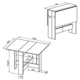 Papillon, Table Pliante avec 2 Abattants, en Panneaux de Particules Melaminés, Blanc 103/67/28x76x73,4 (LxPxA)