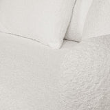 HOMIFAB Canapé d'angle Gauche 5 Places Convertible avec Coffre de Rangement en Tissu bouclettes écru - Giulia
