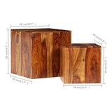 vidaXL 2X Tables Basses Bois Massif de Sesham Table d'Appoint Meuble Salon