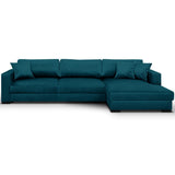 Canapé d'angle Droit Convertible 5 Places en Velours Bleu Canard avec Coffre de Rangement - Robin
