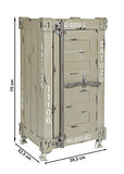 ts-ideen Commode Meuble de rangement Table de chevet 1 porte + 4 roulettes Style industriel/conteneur Coloris kaki