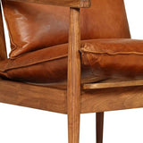 vidaXL Fauteuil Cuir Véritable avec Bois d'Acacia Marron Salle de Séjour Salon