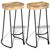 vidaXL 2X Bois de Manguier Massif Tabouret de Bar Gavin Meuble de Bistrot