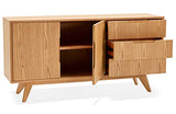PEGANE Bahut Bas en Bois plaqué frêne Naturel - 40 x 150 x 75 cm