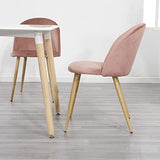 GrandCA HOME Lot de 2 Chaises de Salle à Manger en Velours, Chaises de Cuisine avec Coussin de Siège en Velours Doux, Chaises de Salle à Manger Latérales Rembourrées pour Salon, Rose