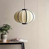 NAMFMSC E27 Source de lumière Simple tête Ronde Simple Suspension Japonaise rétro Classique Lanterne Tissu Lustre Abat-Jour Plafond Suspension Suspension Lampe Restaurant Bar éclairage luminaires