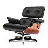 Fauteuil et Ottoman de mi-siècle, Chaise Moderne au Design Classique, Bois de Palissandre en Cuir à Grain supérieur, Version Grande