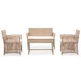 vidaXL Salon de Jardin 4 pcs avec Coussins Mobilier de Jardin Meubles d'Extérieur Mobilier de Patio Mobilier de Terrasse Résine Tressée Beige