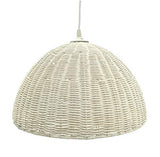 Luminaire Jacinthe 1/2 sphère, suspension rotin, 60 W, blanc, ø 40 x H 22 cm