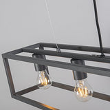 QAZQA Moderne Lampe Salle a manger suspension/Lustre/Luminaire/Lumiere/Éclairage moderne gris foncé - Cage 4 Acier Anthracite,Gris Rectangulaire/intérieur/Salon/Cuisine