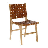 Kave Home - Chaise Calixta en Cuir et Bois de Teck Massif