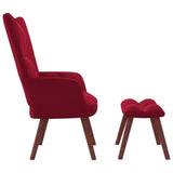 Toshilian Fauteuil avec Repose Pied, Fauteuils Chaise de Salon Fauteuil Relax Relax avec Tabouret Chaise de Relaxation avec Repose-Pied Rouge Bordeaux Velours
