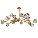 PaRfco Lustre Spoutnik en cristal avec 15 lumières, lustres en laiton, luminaire moderne en or pour salle à manger, salon
