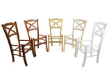 t m c s Tommychairs - Set 2 chaises Cross pour Cuisine, Bar et Salle à Manger, Robuste Structure en Bois de hêtre peindré en Couleur Naturelle et Assise en Paille
