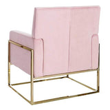Tousmesmeubles Fauteuil Métal/Tissu Velours Rose - NOFOA - L 74 x l 67 x H 87.50 - Neuf