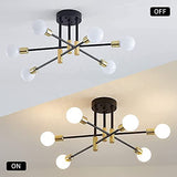 DAXGD Plafonnier Industriel, Lampe de plafond, Lustre industriel E27, 6-Luminaire suspension pour Chambre à coucher Salon (ampoule non incluse)