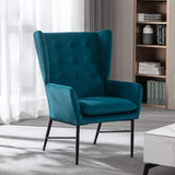 Wahson Fauteuils de Salon, Fauteuil Salon Scandinave en Velours avec Pieds Métal, Fauteuil Moderne avec Accoudoirs pour Salon/Chambre, Bleu Sarcelle