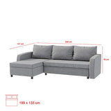 Selsey SOBEWS - Canapé d’Angle Convertible (Tissu Sawana 21 Gris, Coffre de Rangement intégré, Surface de Couchage 199x133 cm)