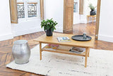 DECOCLICO Table plaqué chêne cannage en rotin