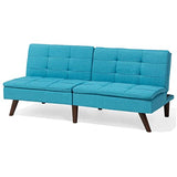 Beliani Canapé Clic-Clac en Tissu Bleu Convertible en Lit Confortable pour Salon Scandinave Moderne