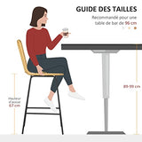 HOMCOM Lot de 2 tabourets de Bar Chaise de Bar Design bohème Hauteur 66 cm avec Repose-Pieds métal - Naturel