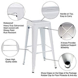 DUHOME Tabouret de Bar en Métal, 76cm Tabouret Haut Empilable Tabouret de Comptoir Industrielle pour Bar Bistro Cuisine, Blanc