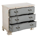 Tousmesmeubles Commode 3 tiroirs Bois Blanc/Gris - VENIZIA - L 90 x l 45 x H 80 - Neuf