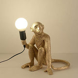 Lampe De Table De Lampe De Singe En Résine Or Noir Et Blanc Moderne Luminaire Bar Lampe De Table Café Adaptée À L'Ampoule Led E27-Lampe De Table Dorée
