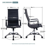 Exofcer Chaise de Bureau Blanc Cuir PU Haute Dossier incurvé Home Executive Ordinateur Pivotant Fauteuil de Bureau (Noir)