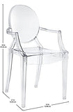 LexMod Fauteuil de Salle à Manger Casper en Plastique, Plastique, Claire, 53x56x91 cm