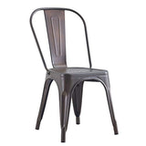 Chaise de salle à manger en métal Chaise de jardin 4 pièces Chaise de salle à manger en acier moderne industrielle Chaise de cuisine Tolix Chaise empilable en métal Chaise d'extérieur intérieure Noir