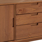 IDIMEX Buffet Tivoli Style scandinave Design Vintage Nordique Commode bahut vaisselier avec 3 tiroirs et 2 Portes battantes, en pin Massif lasuré Brun foncé