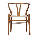 Tomile Wishbone Chaise en Y en bois massif et rotin naturel