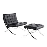 X&JJ Chaise pliante style Barcelone du milieu du siècle - Chaise de loisirs avec ottoman, chaise de salon classique moderne pour le salon, le bureau