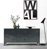MEUBLE COSY Grand Espace 3 Portes Métal Bureau Armoire 2 Couches Buffet de Rangement Meuble Télévision, Noir, 120 x 40 x 58cm