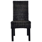 Tidyard Lot de 6 Chaises de Salle à Manger en Rotin Kubu et Bois de Manguier Fabrication à la Main Style Moderne Noir 46 x 61 x 93 cm