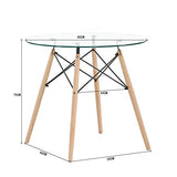 H.J WeDoo Ronde Table en Verre Table de Salle à Manger Scandinave Diamètre 80cm Moderne Style Nordique HxD: 75 x 80 cm en Verre trempé, Transparent