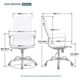 Exofcer Chaise de Bureau Blanc Cuir PU Haute Dossier incurvé Home Executive Ordinateur Pivotant Fauteuil de Bureau (Blanc)