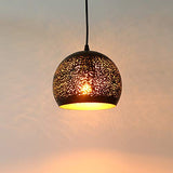 Asvert Suspension Luminaire Industrielle Lampe Suspendue Orientale Ajouré Noir Lustre Percé Abat-jour Métal Bol E27 Lampe de Plafond pour Maison Salon Restaurent Loft Bar [Classe énergétique A++]