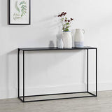 Table Console Table d'Appoint Industriel en Métal Résistant 74 x 115 x 32 cm Noir Mat