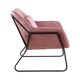 Zons KATEL Fauteuil en Velours ET MÉTAL Noir + Coussin, Rose, 72x79xH81 cm
