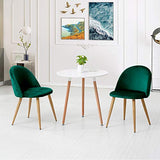 Lot de 2 chaises de salle à manger en velours capitonné avec dossier et pieds en métal pour salle à manger, salon et chambre à coucher, Velours tissu, Vert, 46*46*77cm