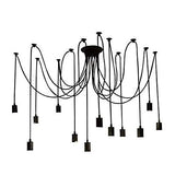 Moderne nordique rétro Edison ampoule lustre Vintage grenier antique réglable bricolage E27 Art araignée plafonnier (Noir, 12 lumières)